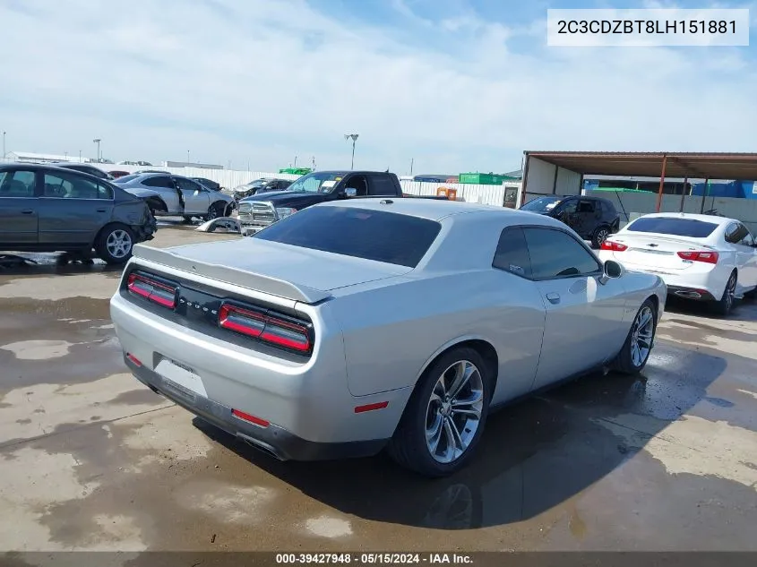 2020 Dodge Challenger R/T VIN: 2C3CDZBT8LH151881 Lot: 39427948