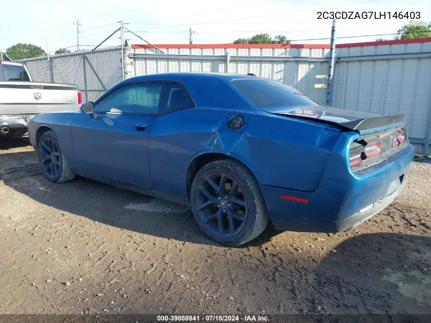 2020 Dodge Challenger Sxt VIN: 2C3CDZAG7LH146403 Lot: 39888841