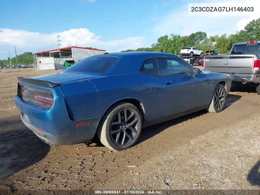 2020 Dodge Challenger Sxt VIN: 2C3CDZAG7LH146403 Lot: 39888841