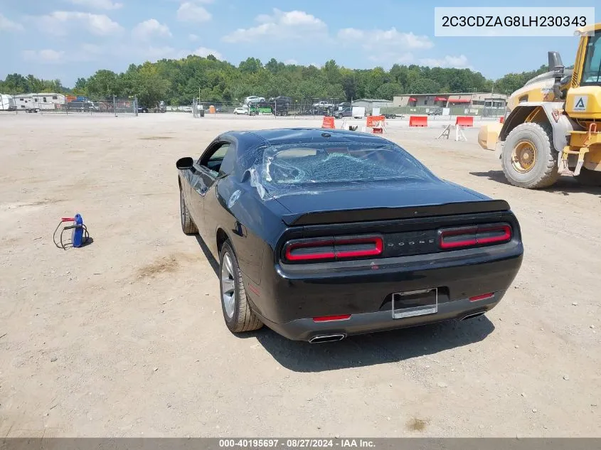 2020 Dodge Challenger Sxt VIN: 2C3CDZAG8LH230343 Lot: 40195697