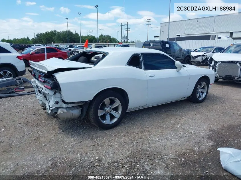 2020 Dodge Challenger Sxt VIN: 2C3CDZAGXLH188984 Lot: 40213574