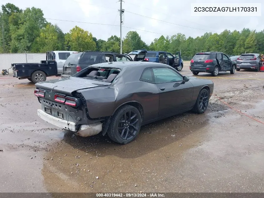 2020 Dodge Challenger Sxt VIN: 2C3CDZAG7LH170331 Lot: 40319442