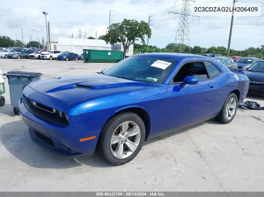 2020 Dodge Challenger Sxt VIN: 2C3CDZAG2LH206409 Lot: 40332108