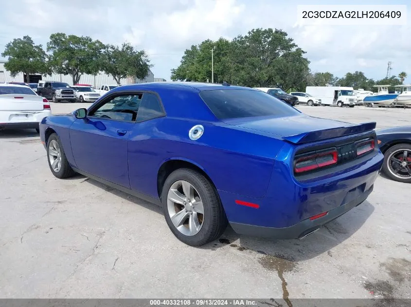 2020 Dodge Challenger Sxt VIN: 2C3CDZAG2LH206409 Lot: 40332108