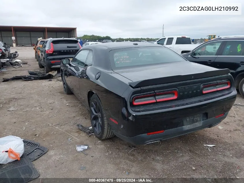 2020 Dodge Challenger Sxt VIN: 2C3CDZAG0LH210992 Lot: 40367475