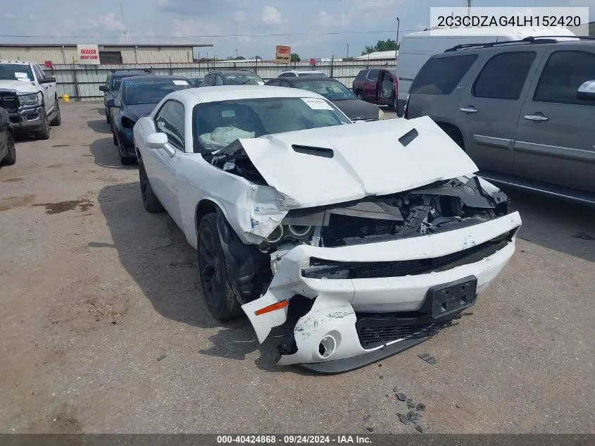 2020 Dodge Challenger Sxt VIN: 2C3CDZAG4LH152420 Lot: 40424868