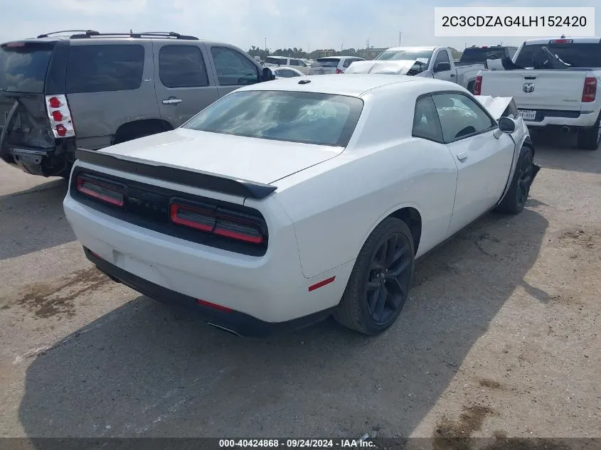 2020 Dodge Challenger Sxt VIN: 2C3CDZAG4LH152420 Lot: 40424868