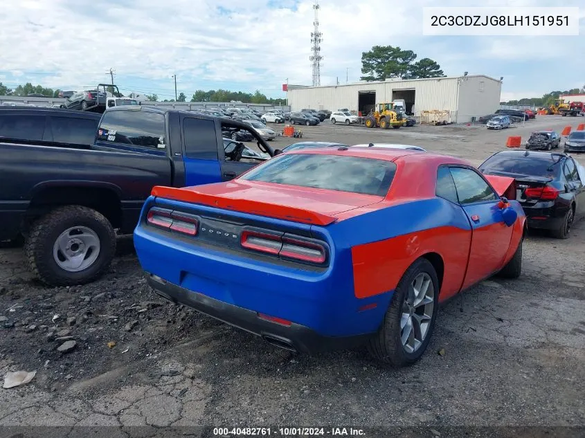 2020 Dodge Challenger Gt VIN: 2C3CDZJG8LH151951 Lot: 40482761