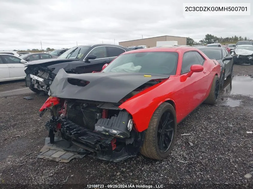 2021 Dodge Challenger Gt VIN: 2C3CDZKG0MH500701 Lot: 12108723