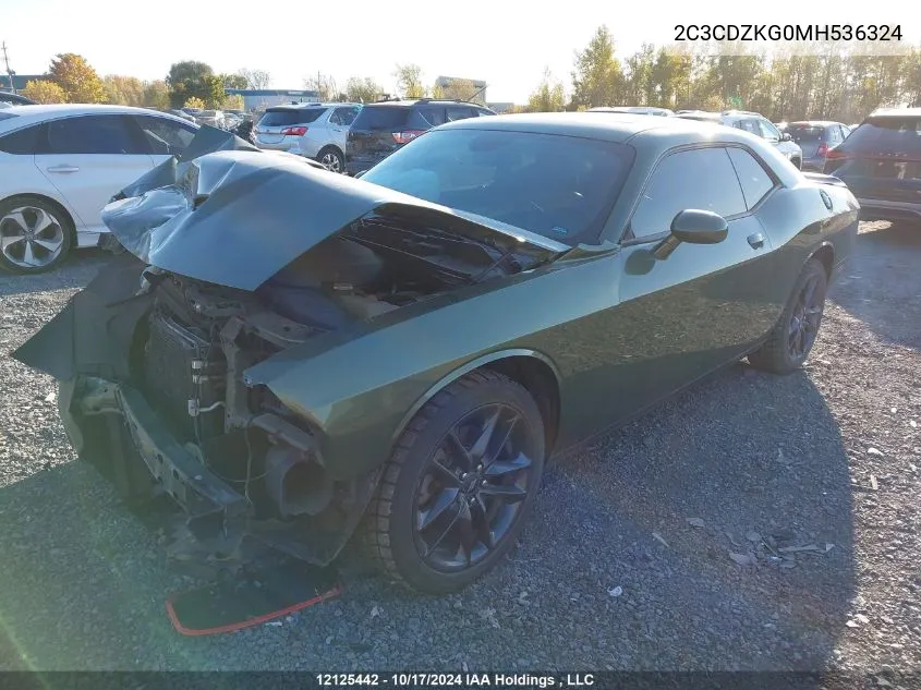 2C3CDZKG0MH536324 2021 Dodge Challenger Gt