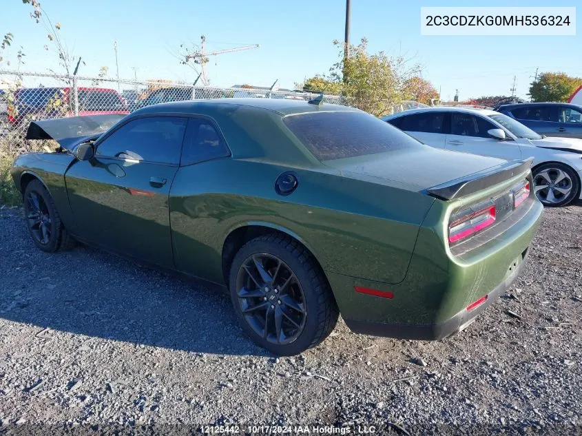 2021 Dodge Challenger Gt VIN: 2C3CDZKG0MH536324 Lot: 12125442