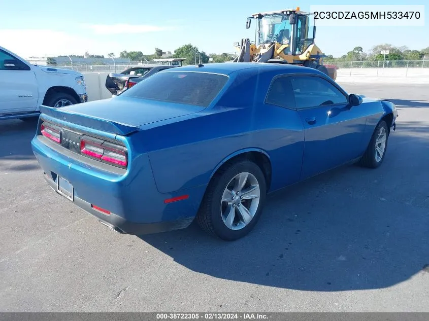 2C3CDZAG5MH533470 2021 Dodge Challenger Sxt