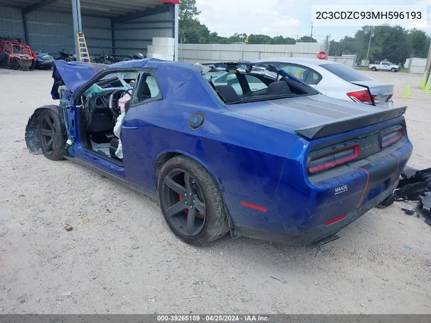 2C3CDZC93MH596193 2021 Dodge Challenger Srt Hellcat