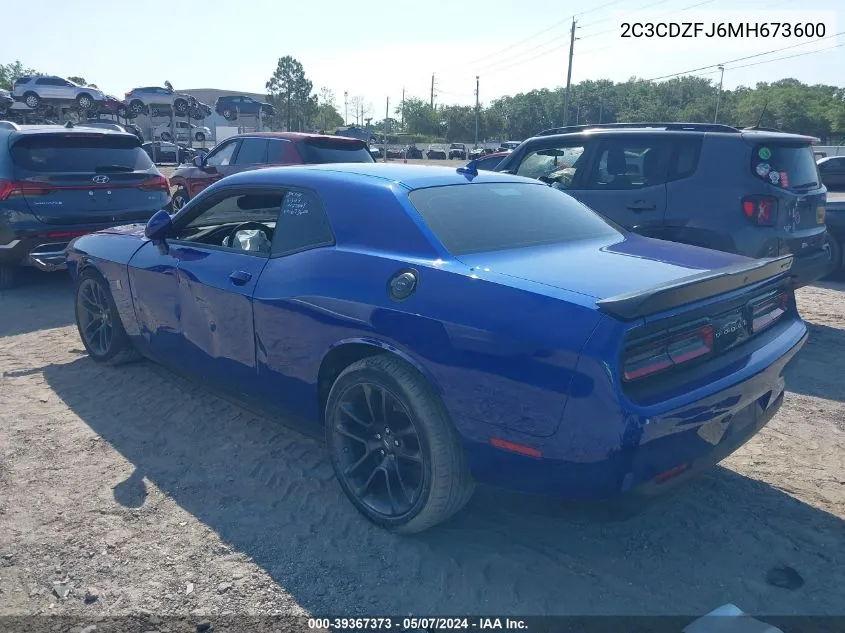 2021 Dodge Challenger R/T Scat Pack VIN: 2C3CDZFJ6MH673600 Lot: 39367373