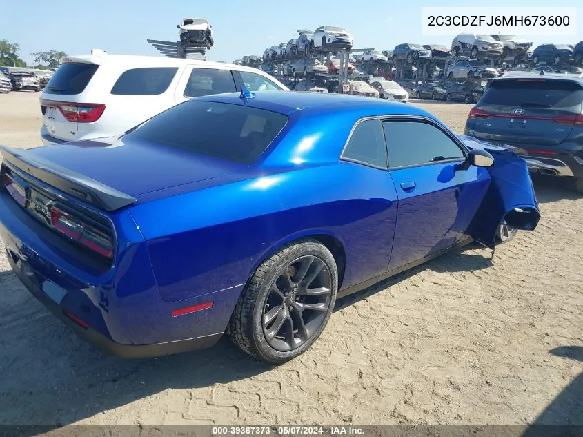 2021 Dodge Challenger R/T Scat Pack VIN: 2C3CDZFJ6MH673600 Lot: 39367373