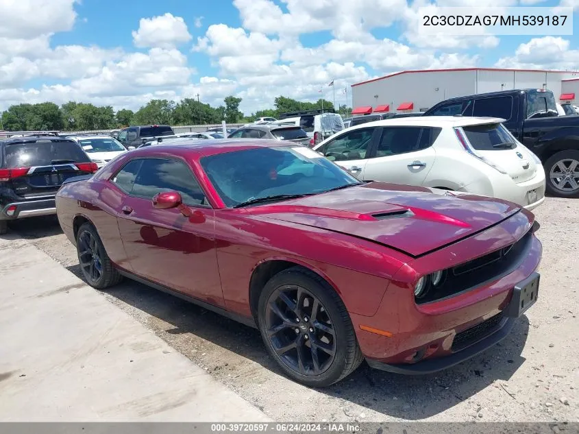 2021 Dodge Challenger Sxt VIN: 2C3CDZAG7MH539187 Lot: 39720597