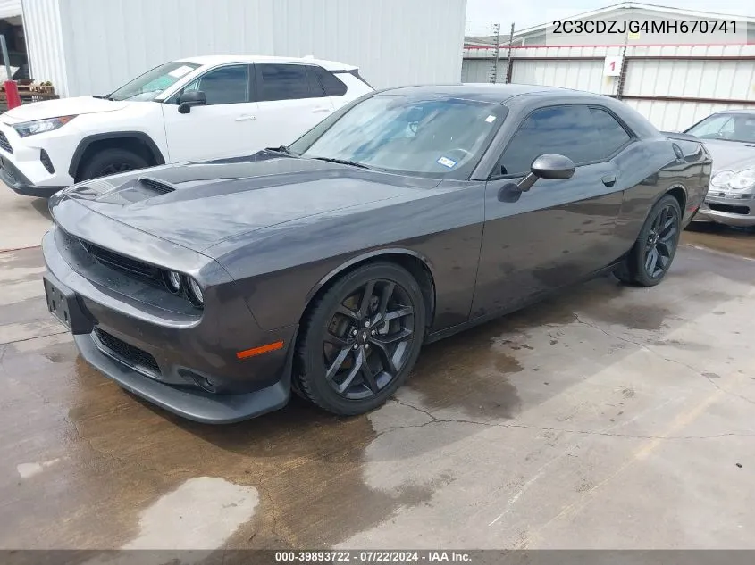 2C3CDZJG4MH670741 2021 Dodge Challenger Gt