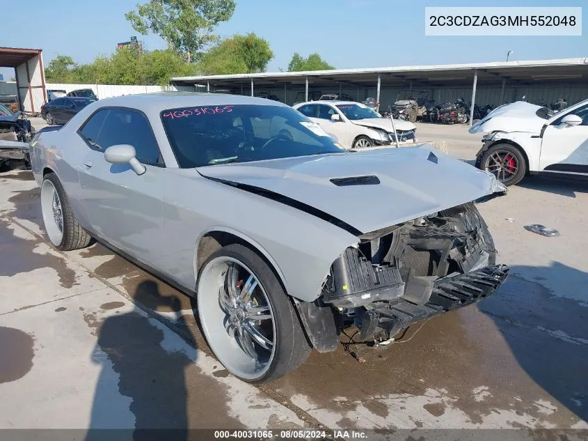 2021 Dodge Challenger Sxt VIN: 2C3CDZAG3MH552048 Lot: 40031065