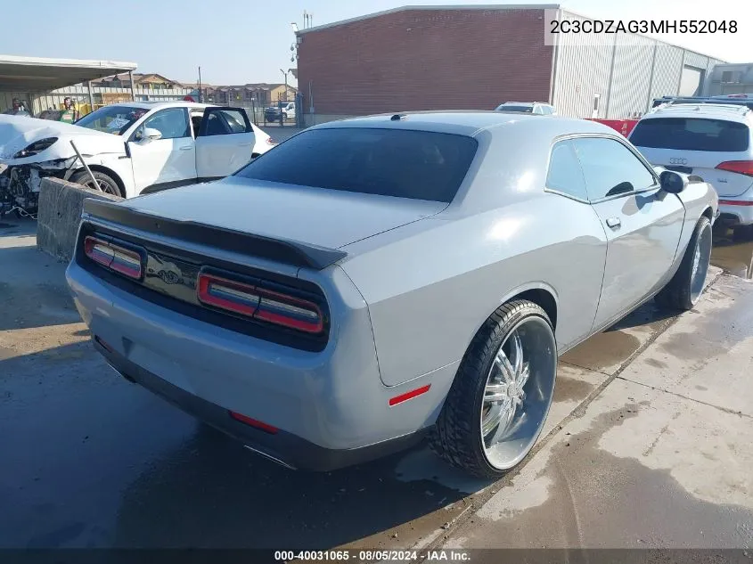 2021 Dodge Challenger Sxt VIN: 2C3CDZAG3MH552048 Lot: 40031065