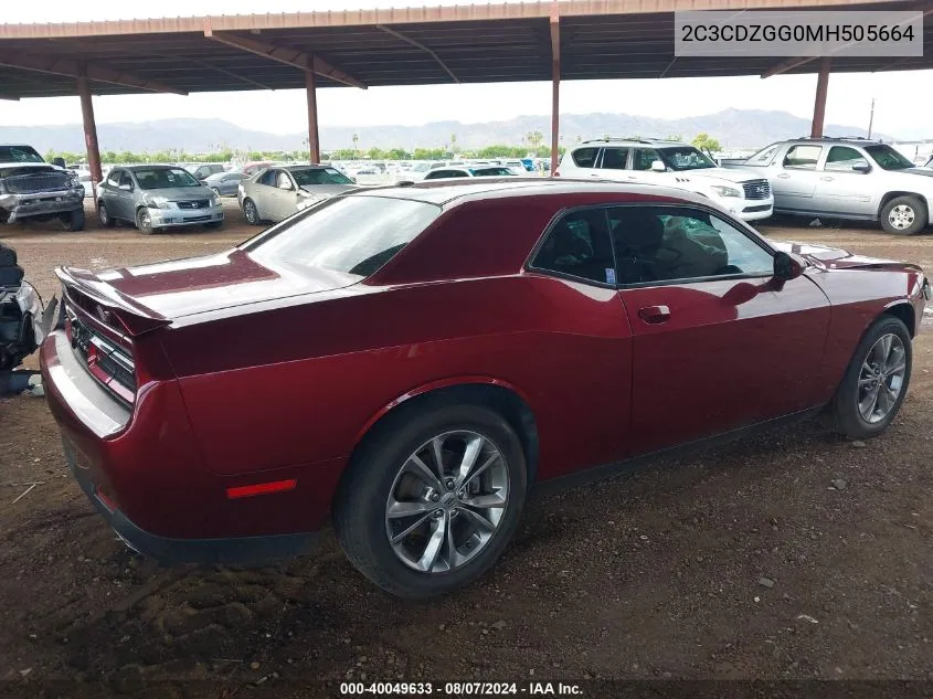 2C3CDZGG0MH505664 2021 Dodge Challenger Sxt Awd