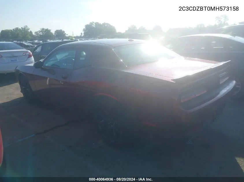 2021 Dodge Challenger R/T VIN: 2C3CDZBT0MH573158 Lot: 40064936