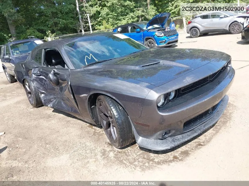 2021 Dodge Challenger Sxt VIN: 2C3CDZAG3MH502900 Lot: 40145925