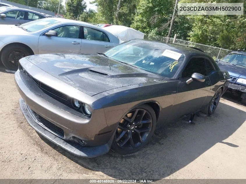 2021 Dodge Challenger Sxt VIN: 2C3CDZAG3MH502900 Lot: 40145925