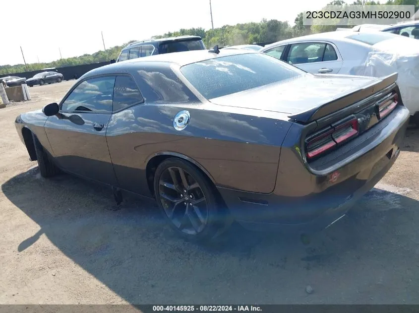 2021 Dodge Challenger Sxt VIN: 2C3CDZAG3MH502900 Lot: 40145925