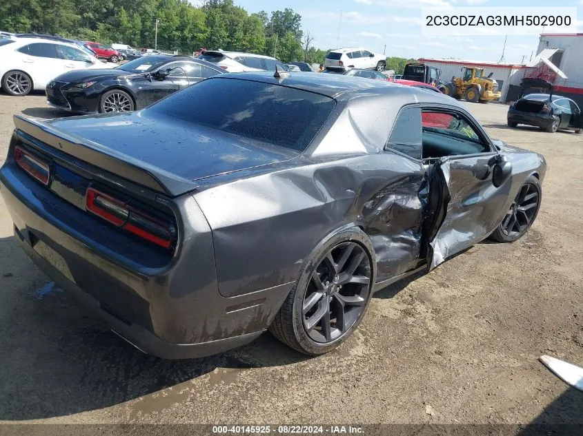 2C3CDZAG3MH502900 2021 Dodge Challenger Sxt