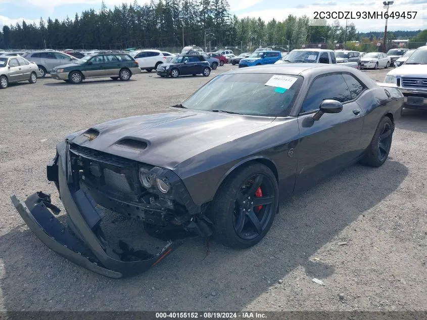 2C3CDZL93MH649457 2021 Dodge Challenger Srt Hellcat Redeye