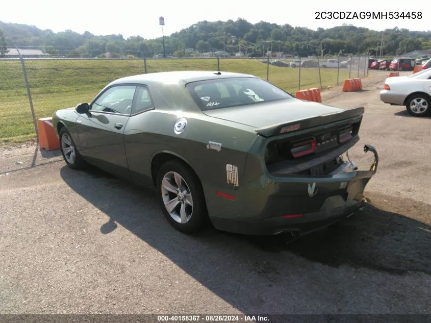 2021 Dodge Challenger Sxt VIN: 2C3CDZAG9MH534458 Lot: 40158367