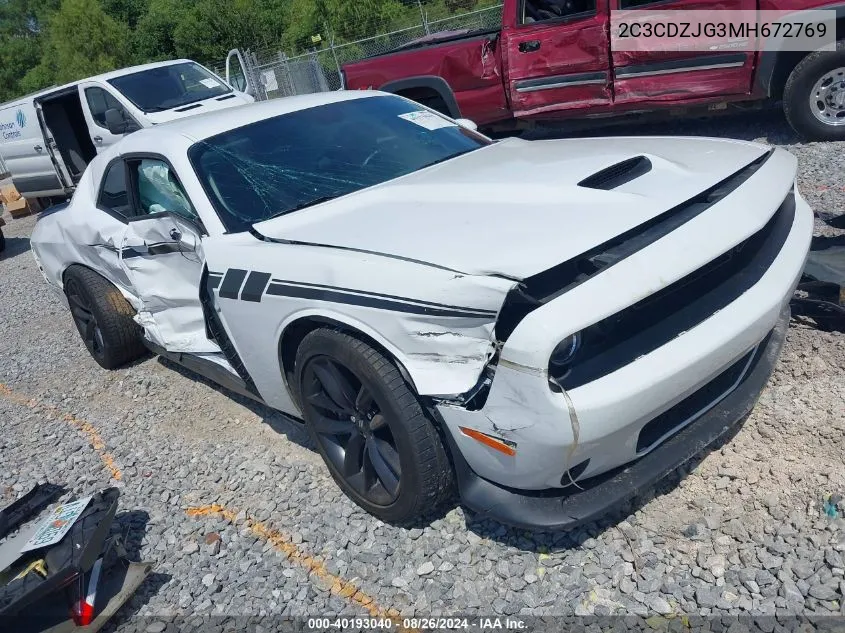 2021 Dodge Challenger Gt VIN: 2C3CDZJG3MH672769 Lot: 40193040