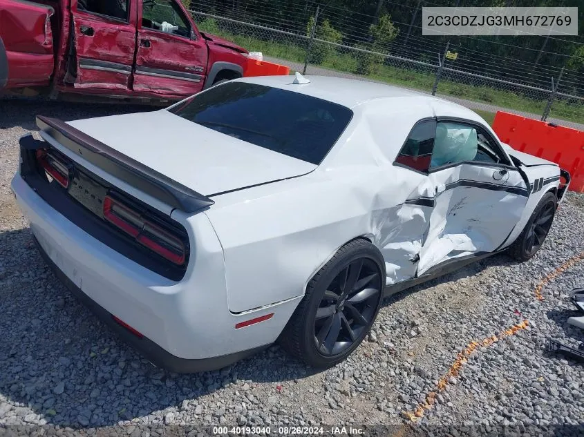 2021 Dodge Challenger Gt VIN: 2C3CDZJG3MH672769 Lot: 40193040