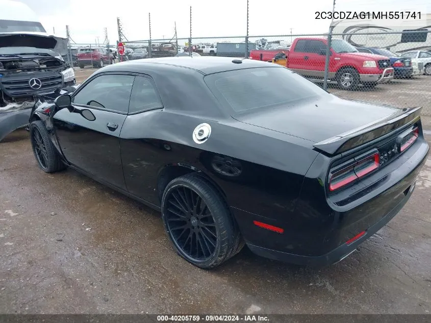 2021 Dodge Challenger Sxt VIN: 2C3CDZAG1MH551741 Lot: 40205759