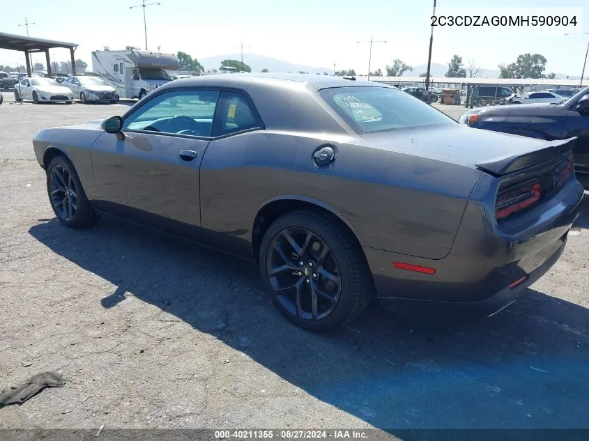 2021 Dodge Challenger Sxt VIN: 2C3CDZAG0MH590904 Lot: 40211355