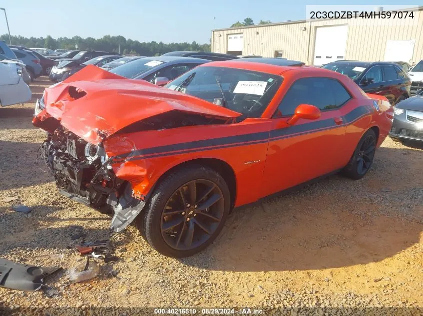 2021 Dodge Challenger R/T VIN: 2C3CDZBT4MH597074 Lot: 40216510