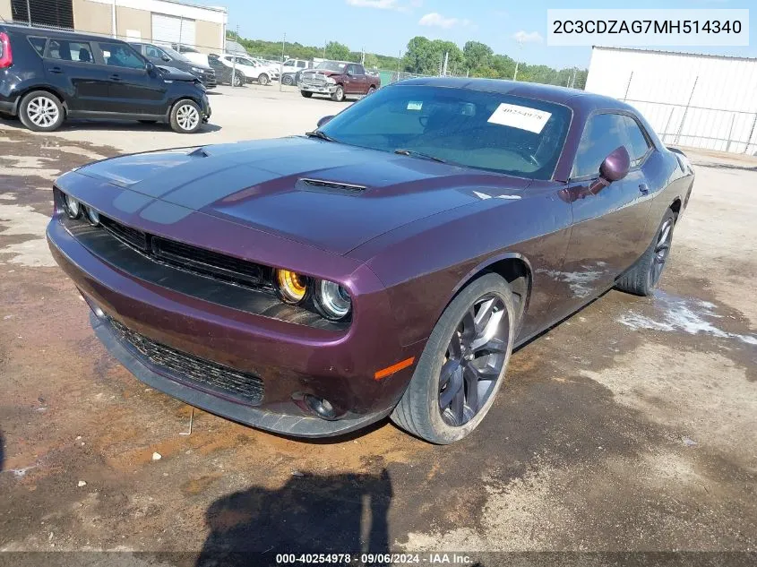 2021 Dodge Challenger Sxt VIN: 2C3CDZAG7MH514340 Lot: 40254978