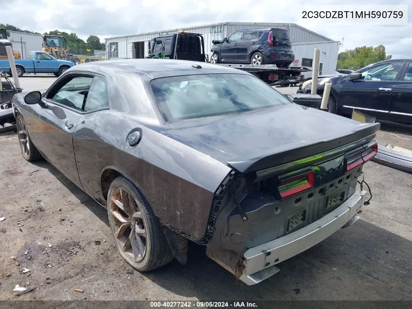 2021 Dodge Challenger R/T VIN: 2C3CDZBT1MH590759 Lot: 40277242