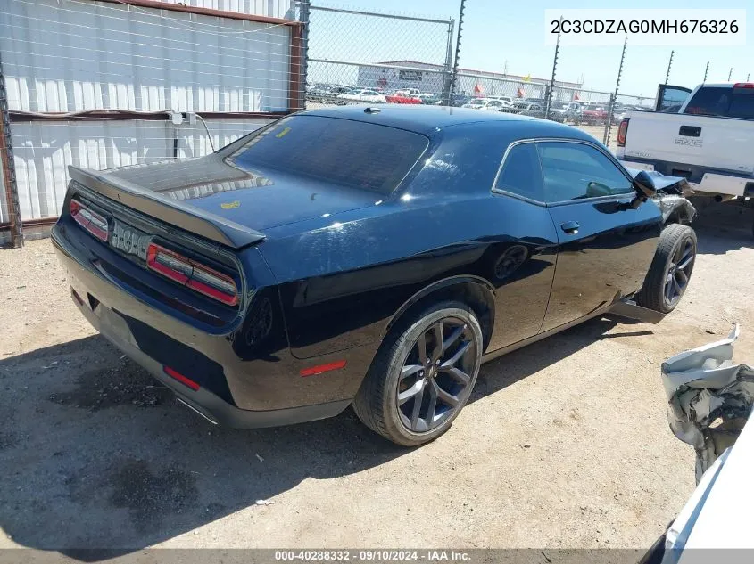 2021 Dodge Challenger Sxt VIN: 2C3CDZAG0MH676326 Lot: 40288332