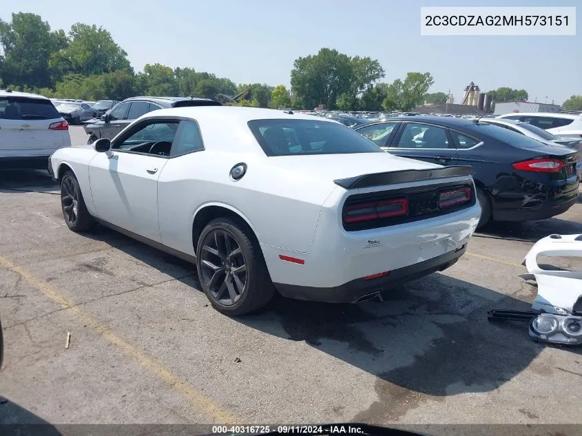 2021 Dodge Challenger Sxt VIN: 2C3CDZAG2MH573151 Lot: 40316725