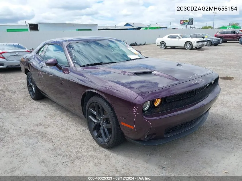 2021 Dodge Challenger Sxt VIN: 2C3CDZAG2MH655154 Lot: 40325329