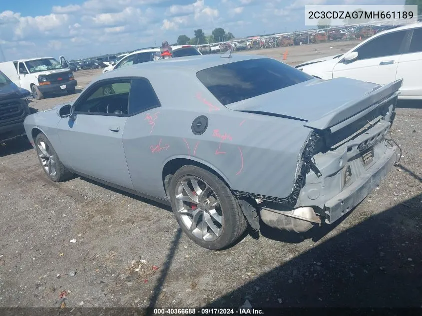 2021 Dodge Challenger Sxt VIN: 2C3CDZAG7MH661189 Lot: 40366688