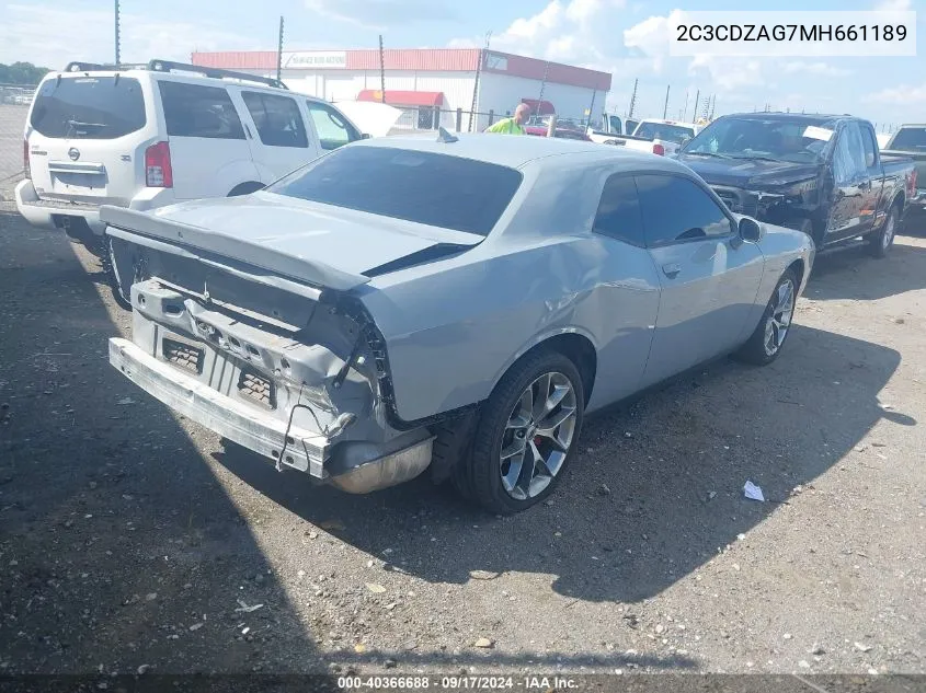 2021 Dodge Challenger Sxt VIN: 2C3CDZAG7MH661189 Lot: 40366688