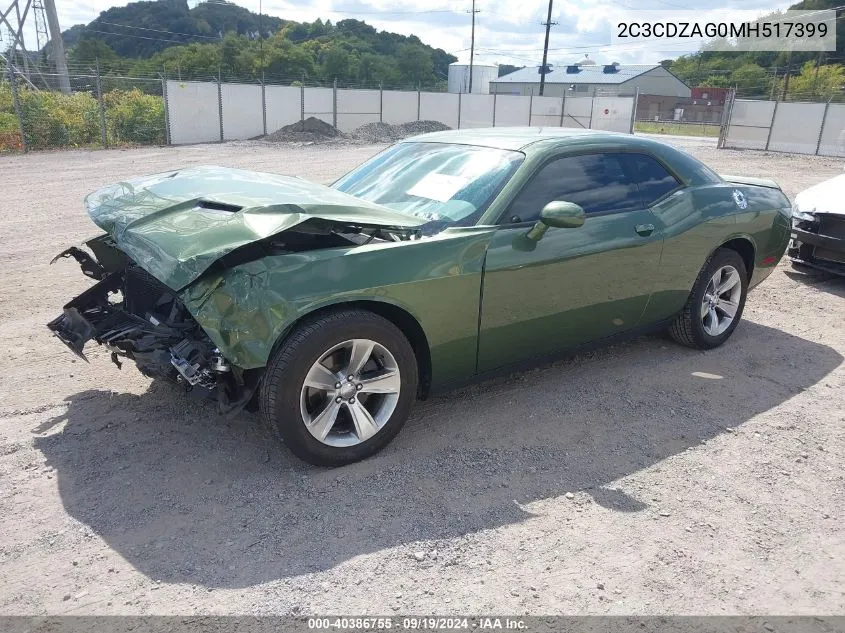 2021 Dodge Challenger Sxt VIN: 2C3CDZAG0MH517399 Lot: 40386755