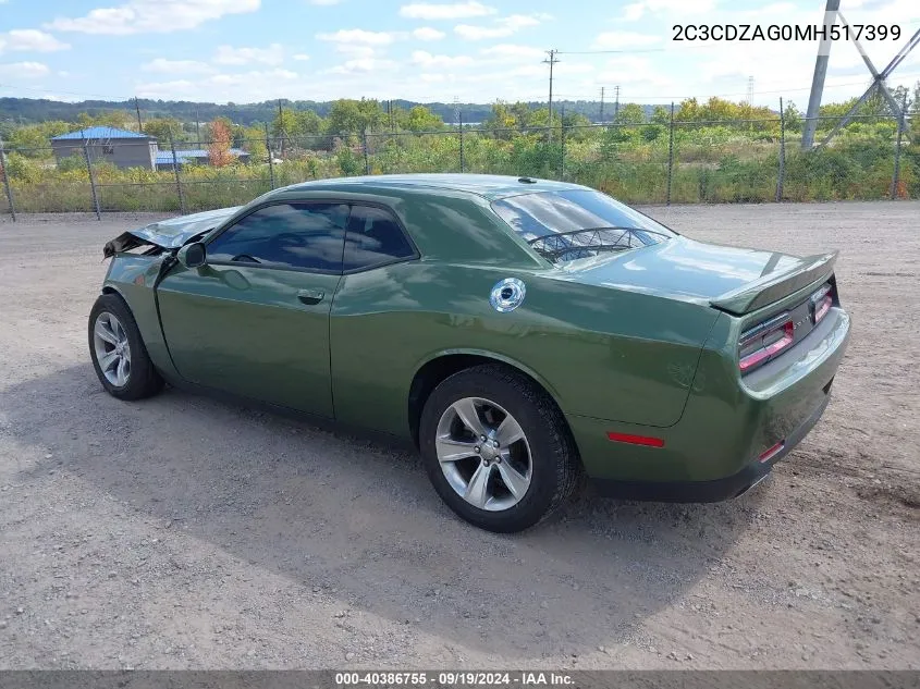 2021 Dodge Challenger Sxt VIN: 2C3CDZAG0MH517399 Lot: 40386755