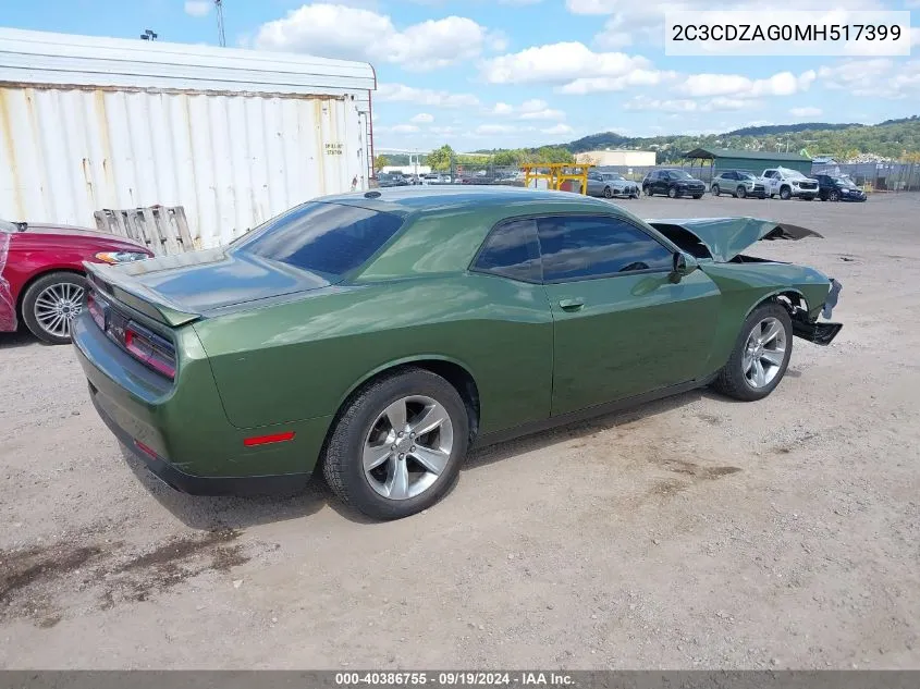 2021 Dodge Challenger Sxt VIN: 2C3CDZAG0MH517399 Lot: 40386755