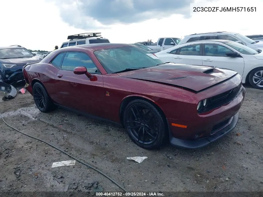 2021 Dodge Challenger R/T Scat Pack VIN: 2C3CDZFJ6MH571651 Lot: 40412752