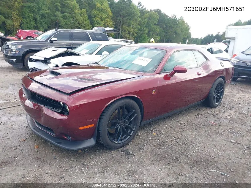 2021 Dodge Challenger R/T Scat Pack VIN: 2C3CDZFJ6MH571651 Lot: 40412752