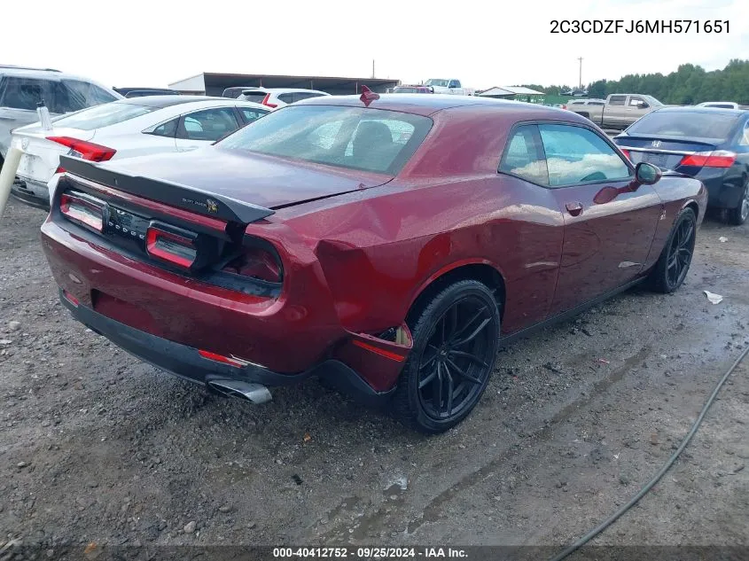 2021 Dodge Challenger R/T Scat Pack VIN: 2C3CDZFJ6MH571651 Lot: 40412752