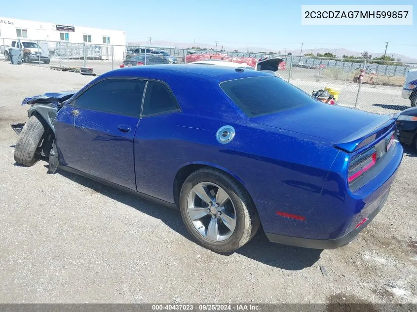 2021 Dodge Challenger Sxt VIN: 2C3CDZAG7MH599857 Lot: 40437023